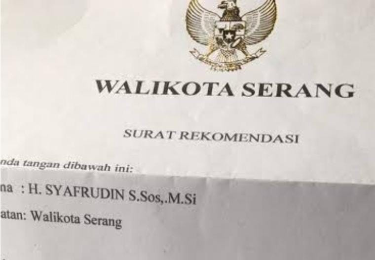 Diduga Beredar Surat Rekomendasi Walikota Serang Titip Siswa ke SMAN 1, Syafrudin ; "Untuk Membantu Masyarakat Yg Kurang Mampu"