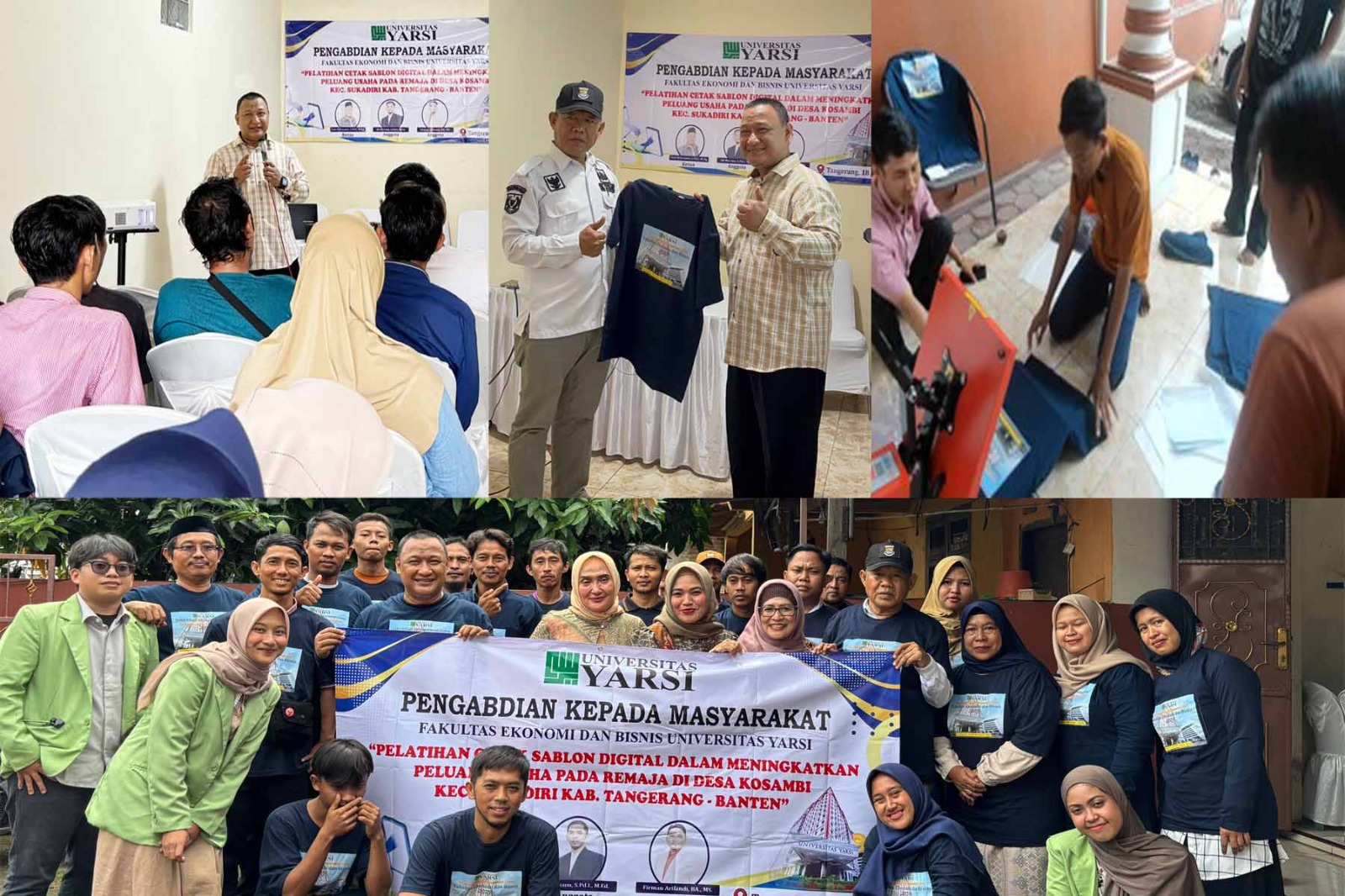 Pelatihan Cetak Sablon Digital oleh Universitas YARSI Jakarta kepada para remaja di Kampung Kebon Cau, Desa Kosambi, Kabupaten Tangerang.