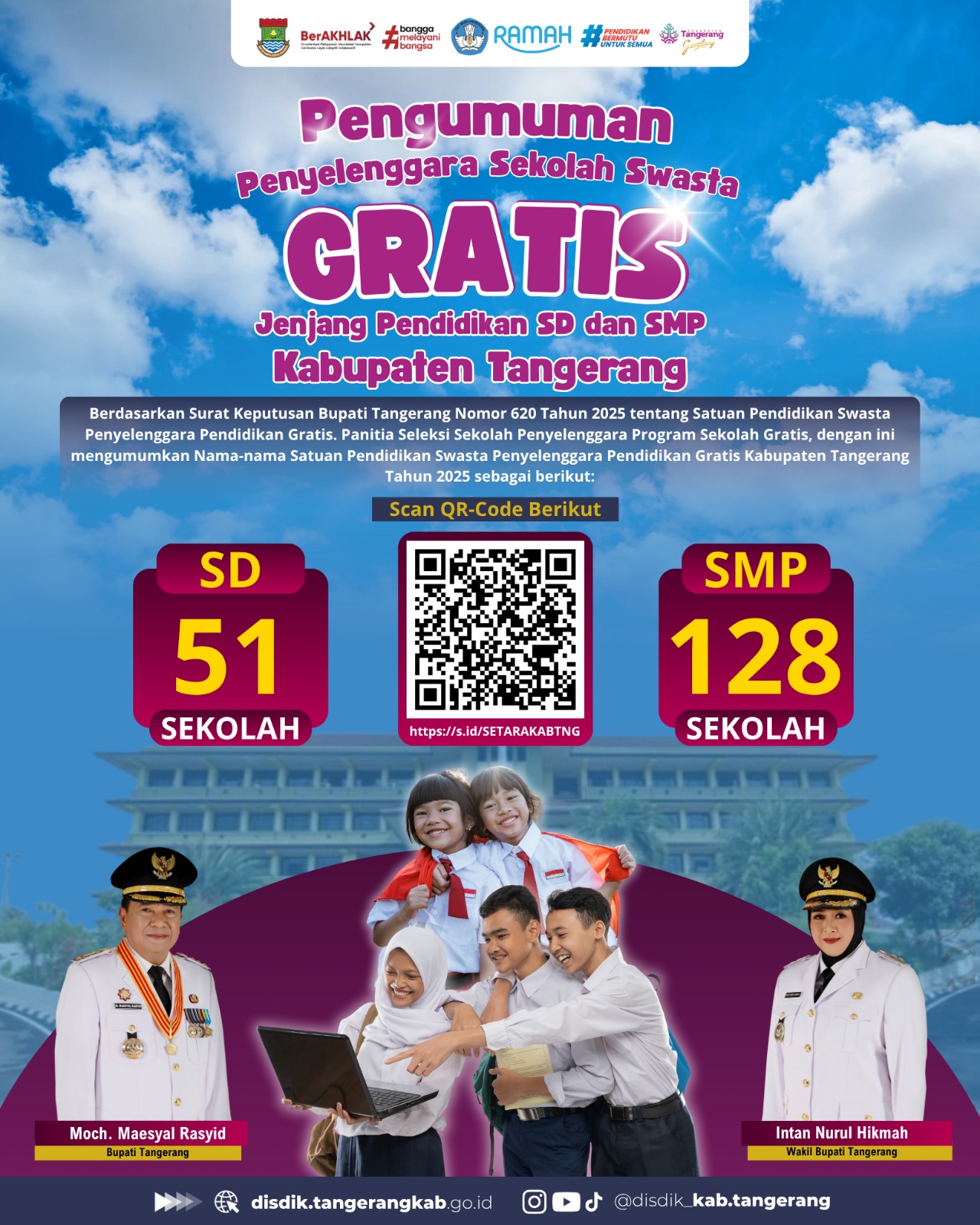 Penyelenggaraan Pendidikan Gratis di 179 Sekolah Swasta di Kabupaten Tangerang.