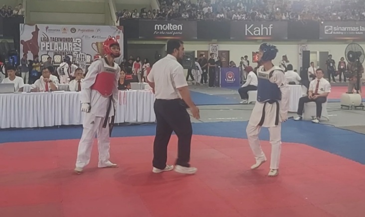 Kejuaraan Nasional Liga Taekwondo Pelajar Indonesia 2025 memperebutkan piala Kemenpora RI yang digelar di Sport Center Indomilk Arena, Kecamatan Kelapa Dua, Kabupaten Tangerang, pada Sabtu (26/7/2025).