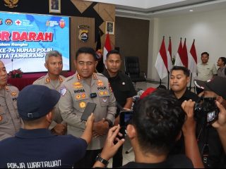 Rangkaian Hari Jadi ke-74 Humas Polri, Polresta Tangerang Gelar Donor Darah Bareng Wartawan