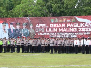 Jelang Natal dan Tahun Baru, Bupati Maesyal Rasyid Pimpin Apel Operasi Lilin Maung 2025