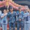 Panglima Koopsudnas Marsdya TNI Minggit Tribowo bersama jajaran TNI AU, pemerintah daerah, dan unsur terkait berfoto bersama usai pembukaan bakti sosial Hari Bakti TNI Angkatan Udara ke-79 di Lanud Saleh Basarah, Rumpin, Kabupaten Bogor, Rabu (22/7/2026).