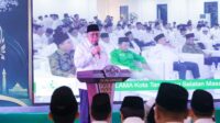 Wali Kota Tangsel Benyamin Davnie menyampaikan sambutan dalam pelantikan PCNU Kota Tangsel masa khidmat 2026–2031.